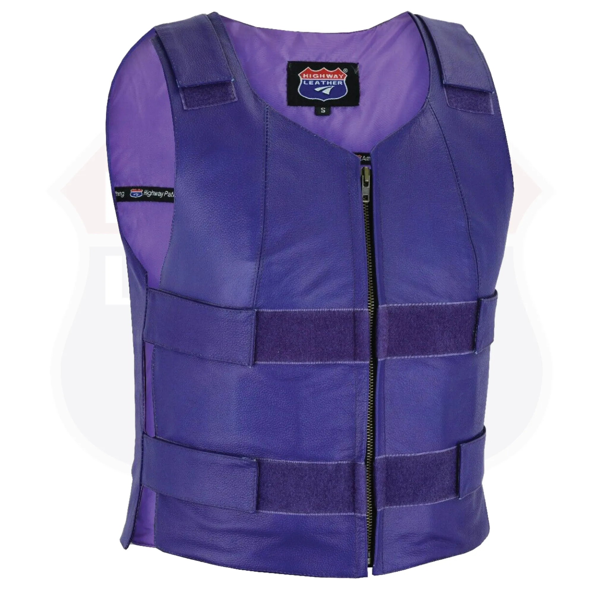 HL14945Purple Passionate Purple Women Bullet Proof style Leather Motorcycle Vest-bikers Club