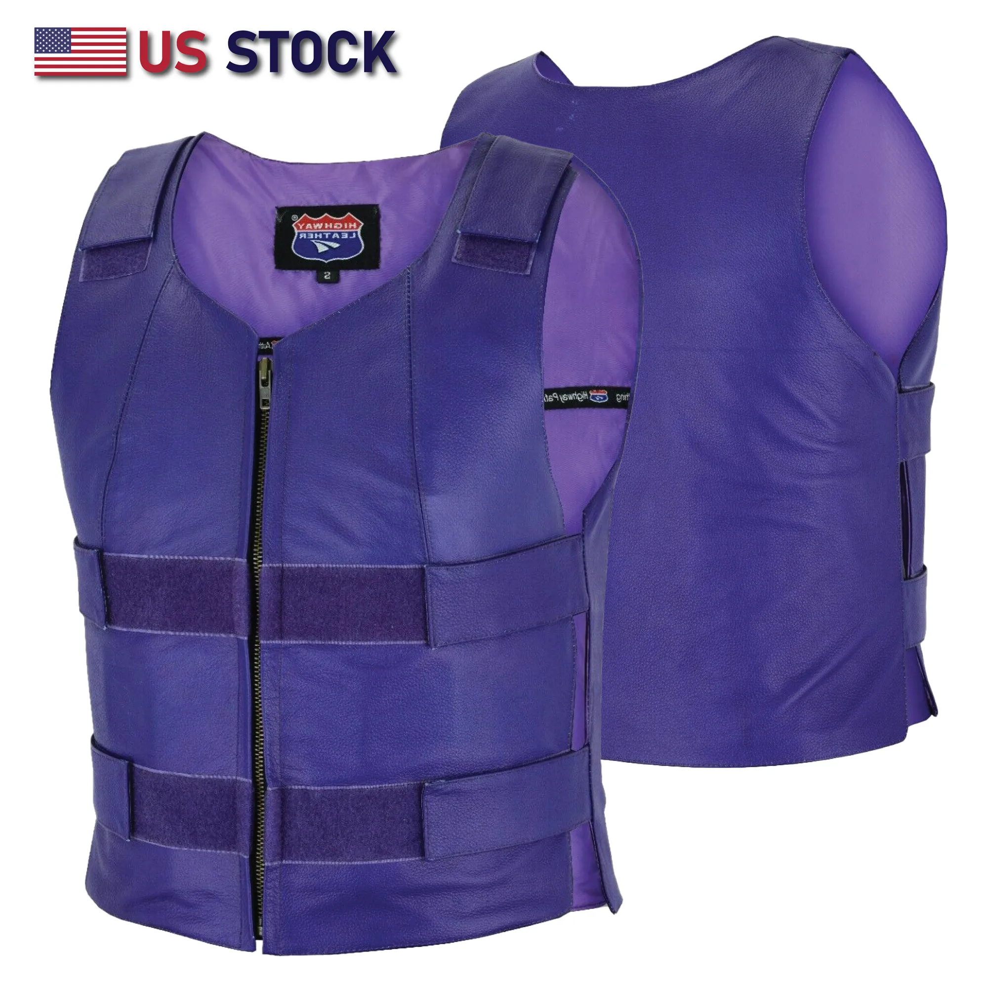 HL14945Purple Passionate Purple Women Bullet Proof style Leather Motorcycle Vest-bikers Club