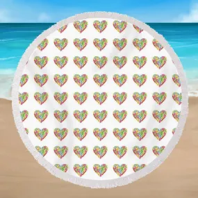 I Love Flip Flops Round Beach Towel