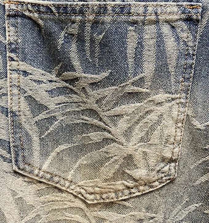 Jacquard Maple Leaf Loose Jeans