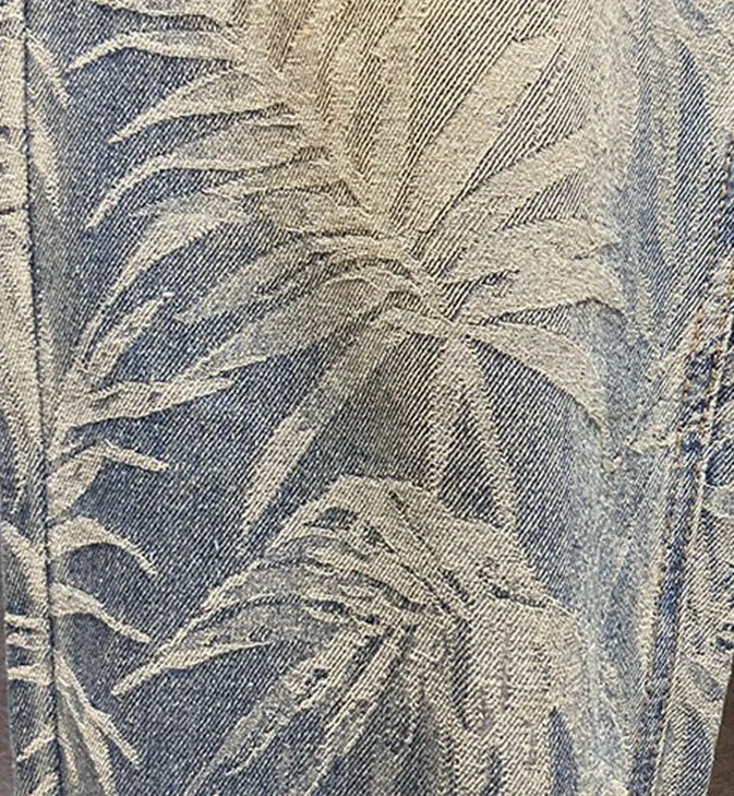 Jacquard Maple Leaf Loose Jeans