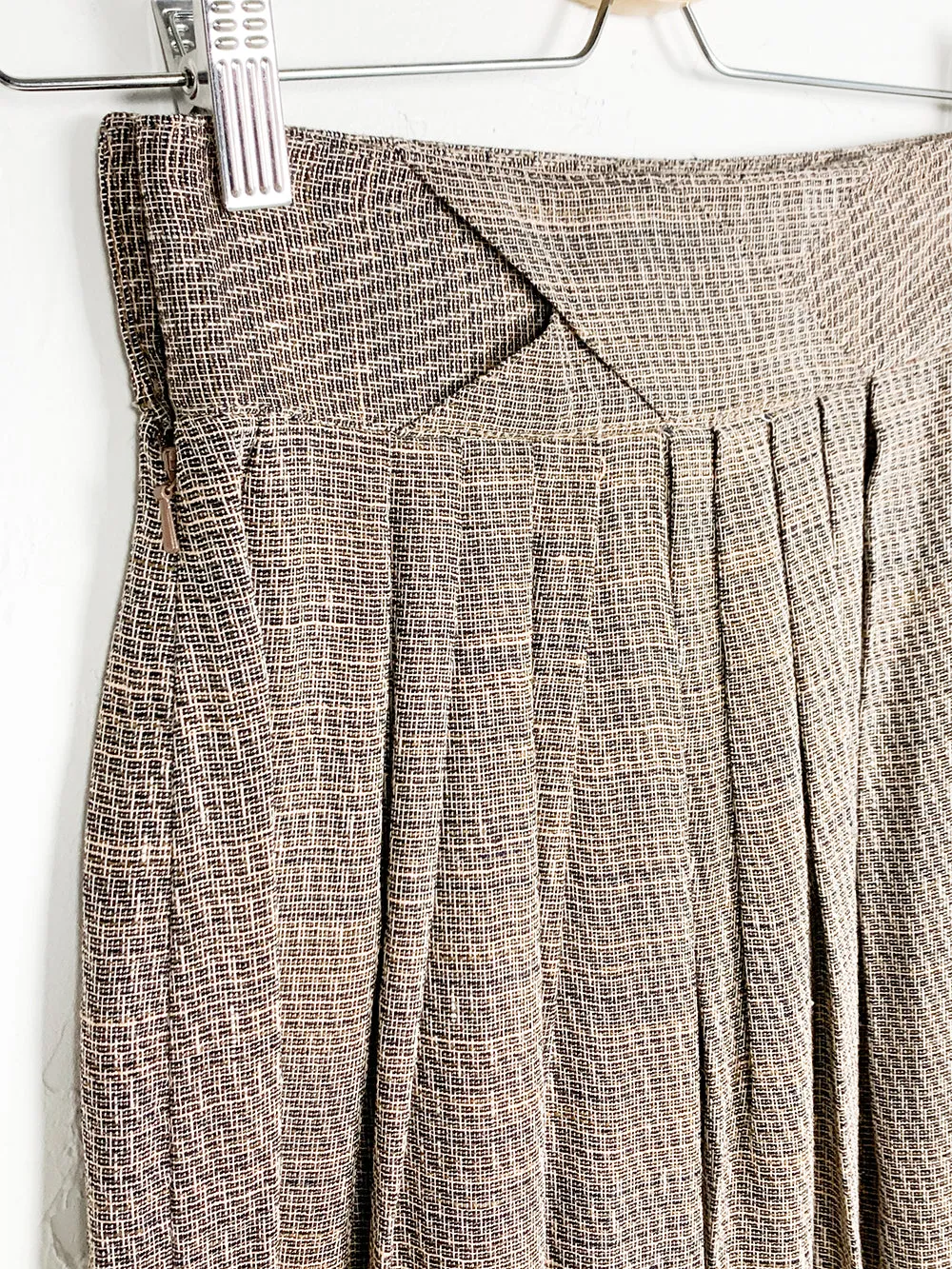 Jaeger Brown Tweed Pleated Skirt