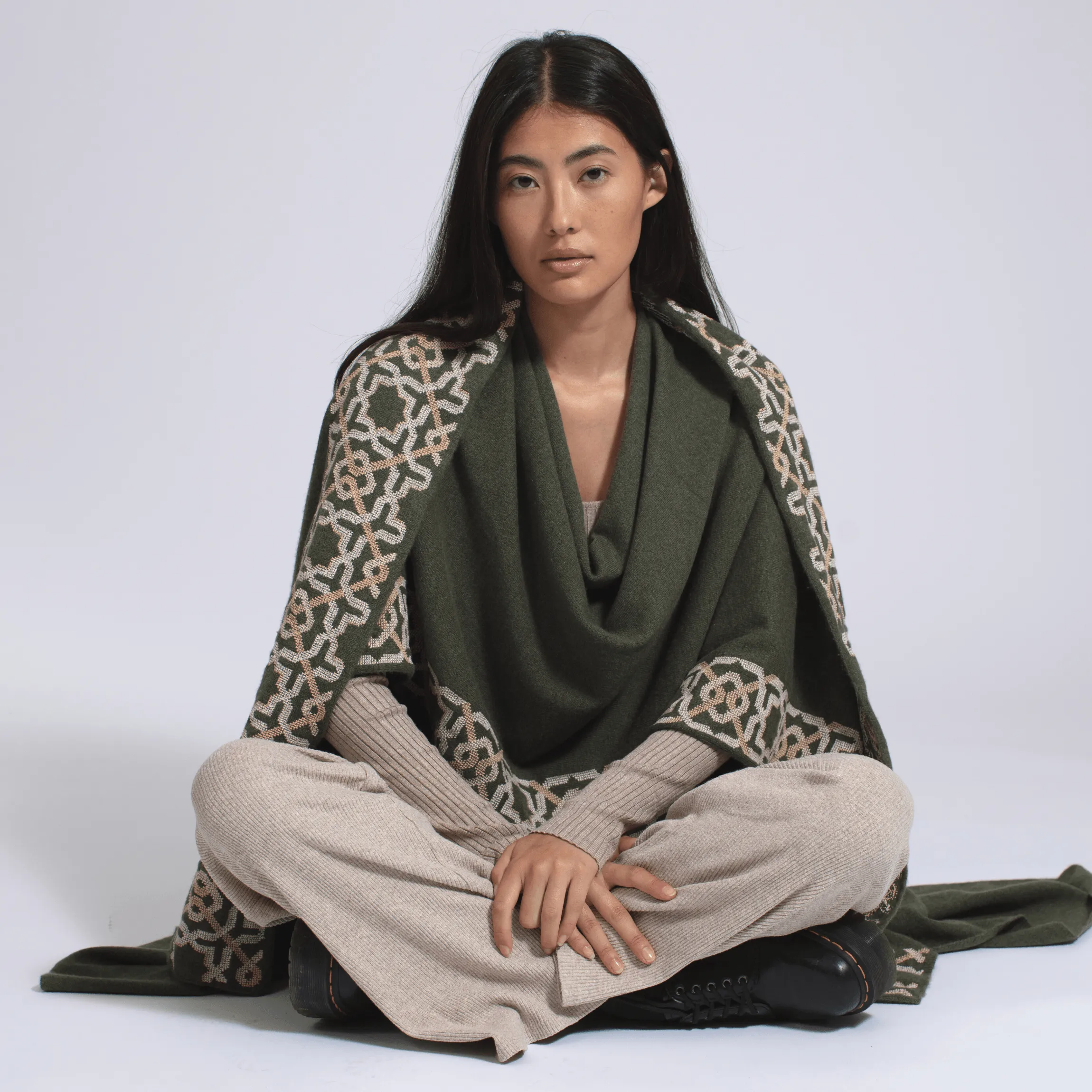 KHAKI CASHMERE SHAWL