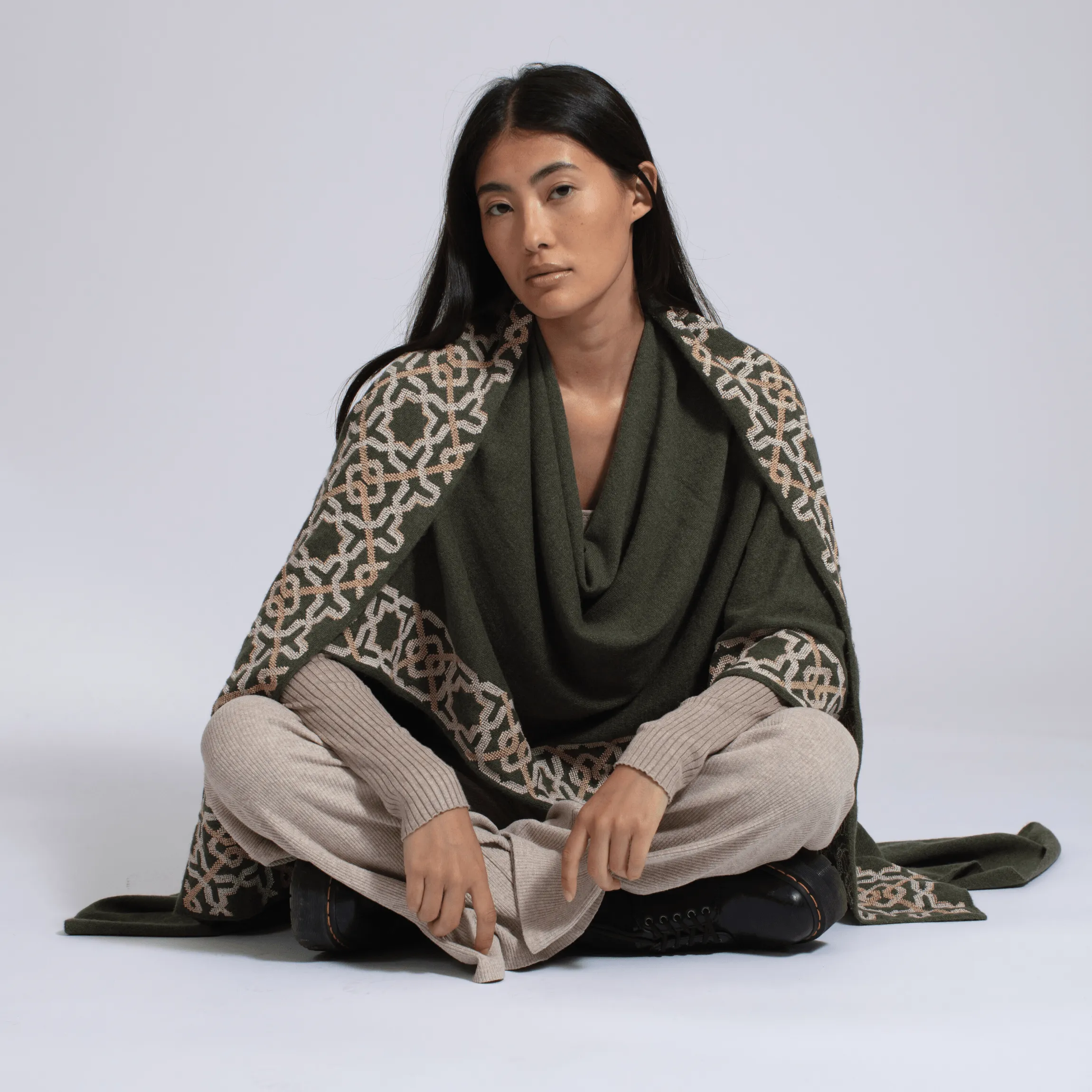 KHAKI CASHMERE SHAWL