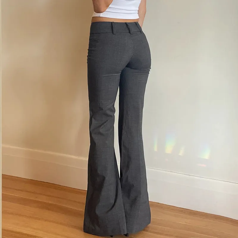 Lanfubeisi joker costume female outfit American Retro Simple Elegant Pleated Low Waist Casual Pants Women's Slim-Fit Fashionable Woven Hip-Wrapped Trousers