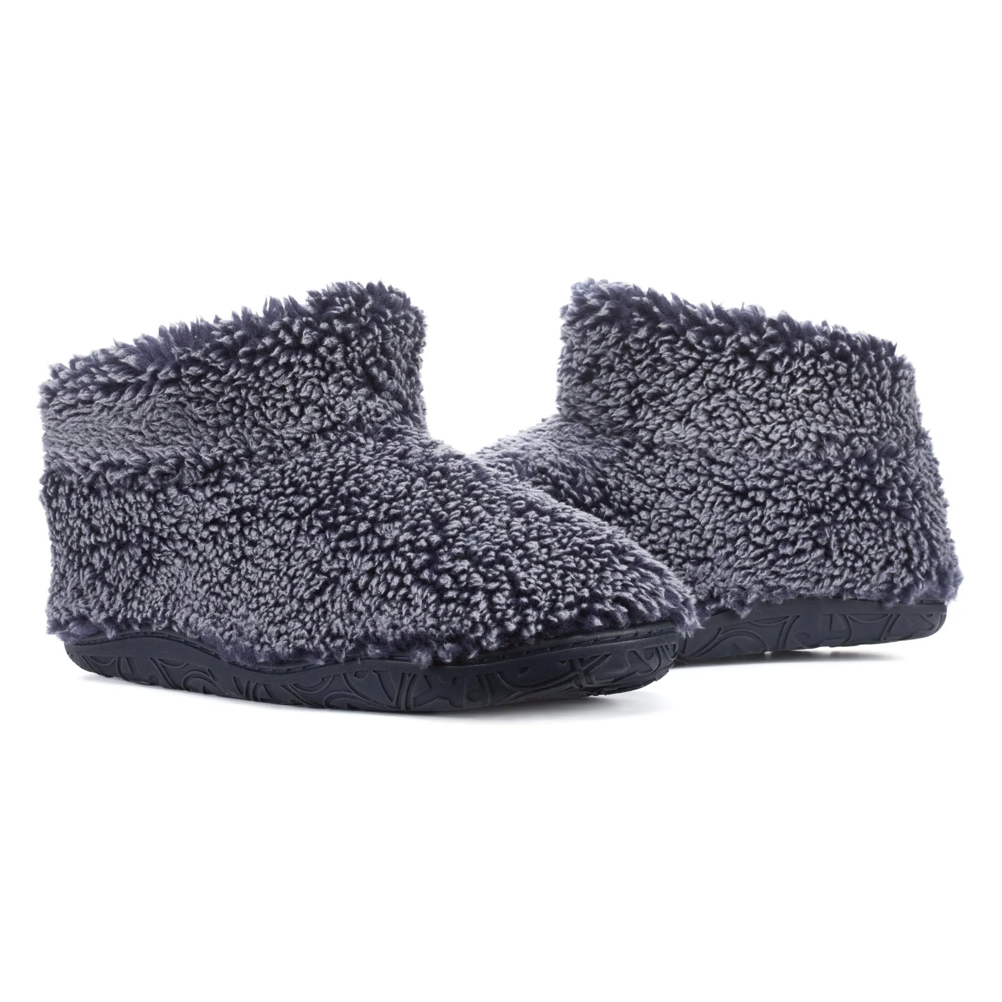 Leonardo - Shorter Length 100% Recycled Snow Tipped Sherpa Slipper Boot - Washed Peacoat Navy