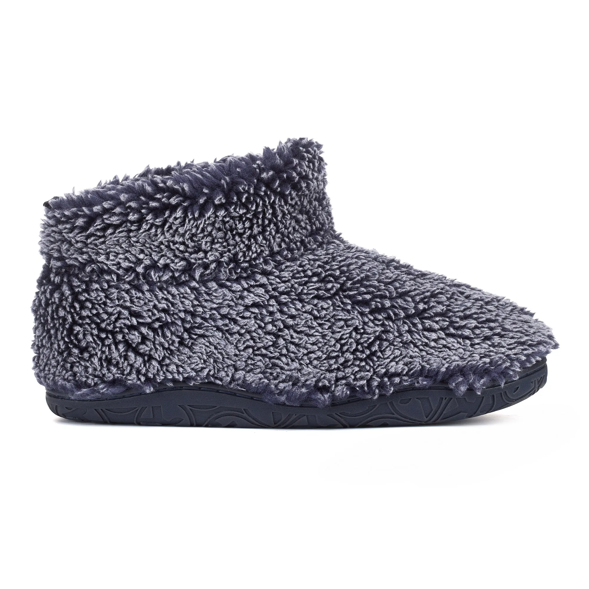 Leonardo - Shorter Length 100% Recycled Snow Tipped Sherpa Slipper Boot - Washed Peacoat Navy