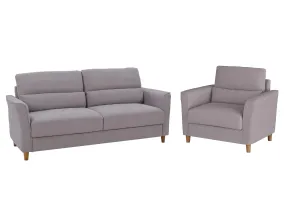 Light Grey 3 Seat Sofa and Chair 2 Piece Set