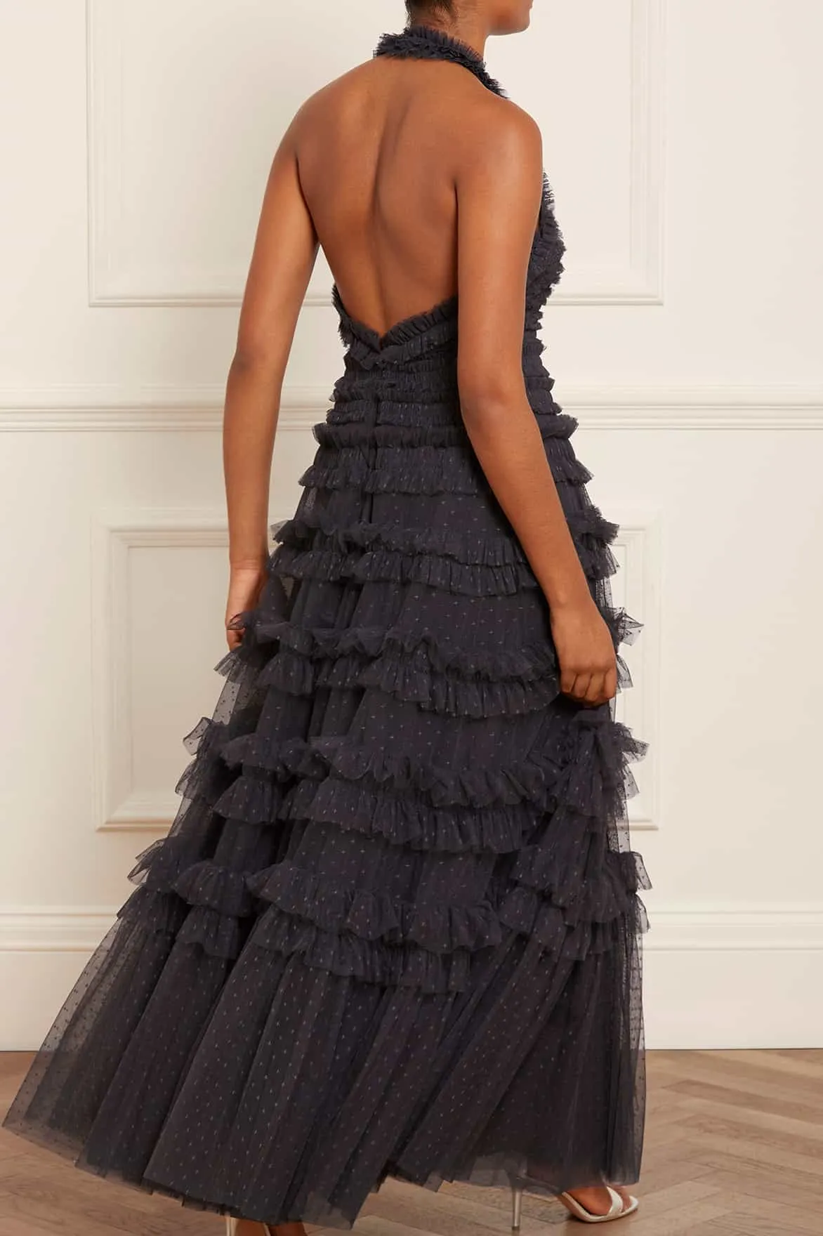 Lisette Ruffle Halter Neck Gown