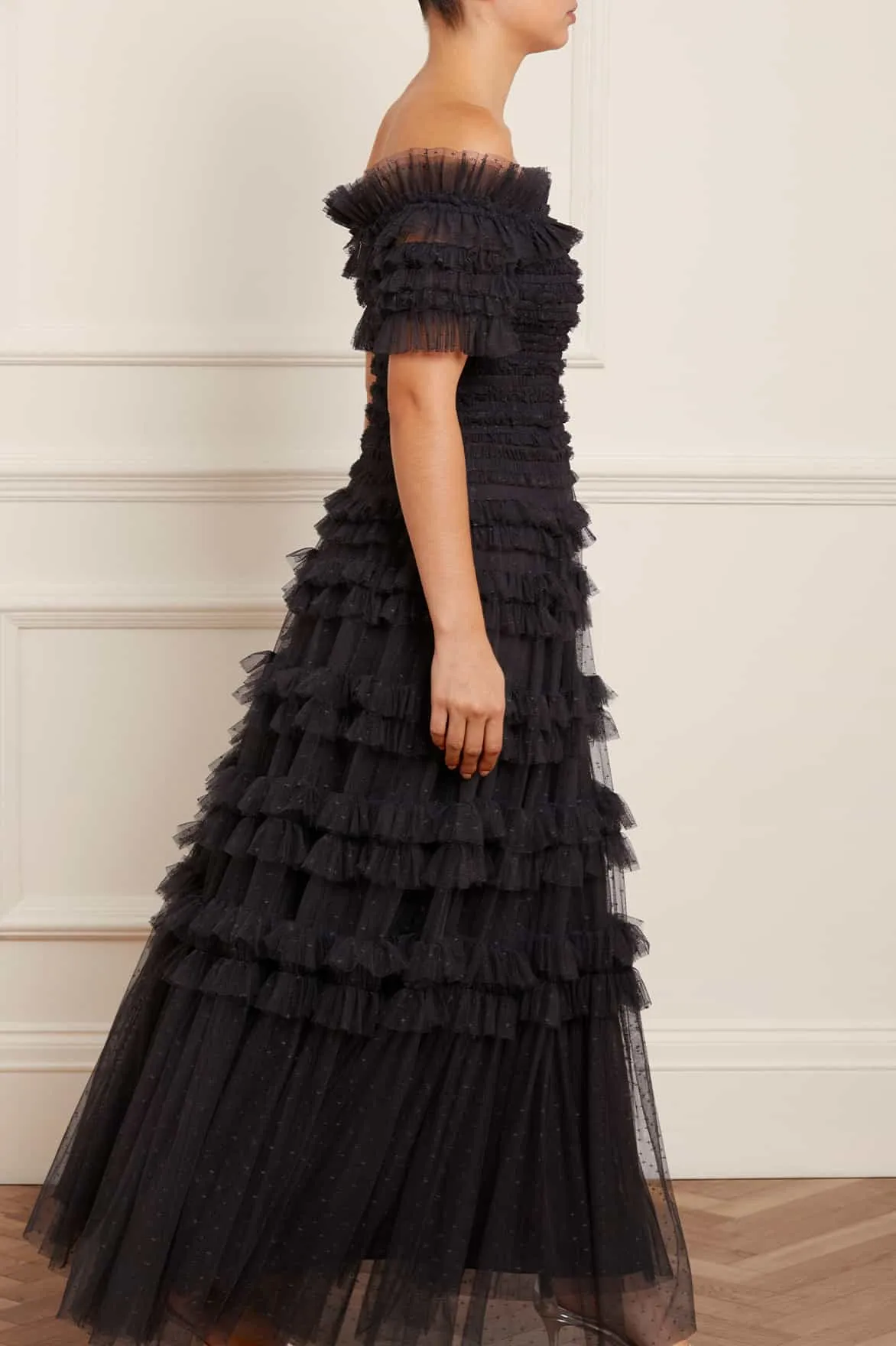 Lisette Ruffle Off Shoulder Gown