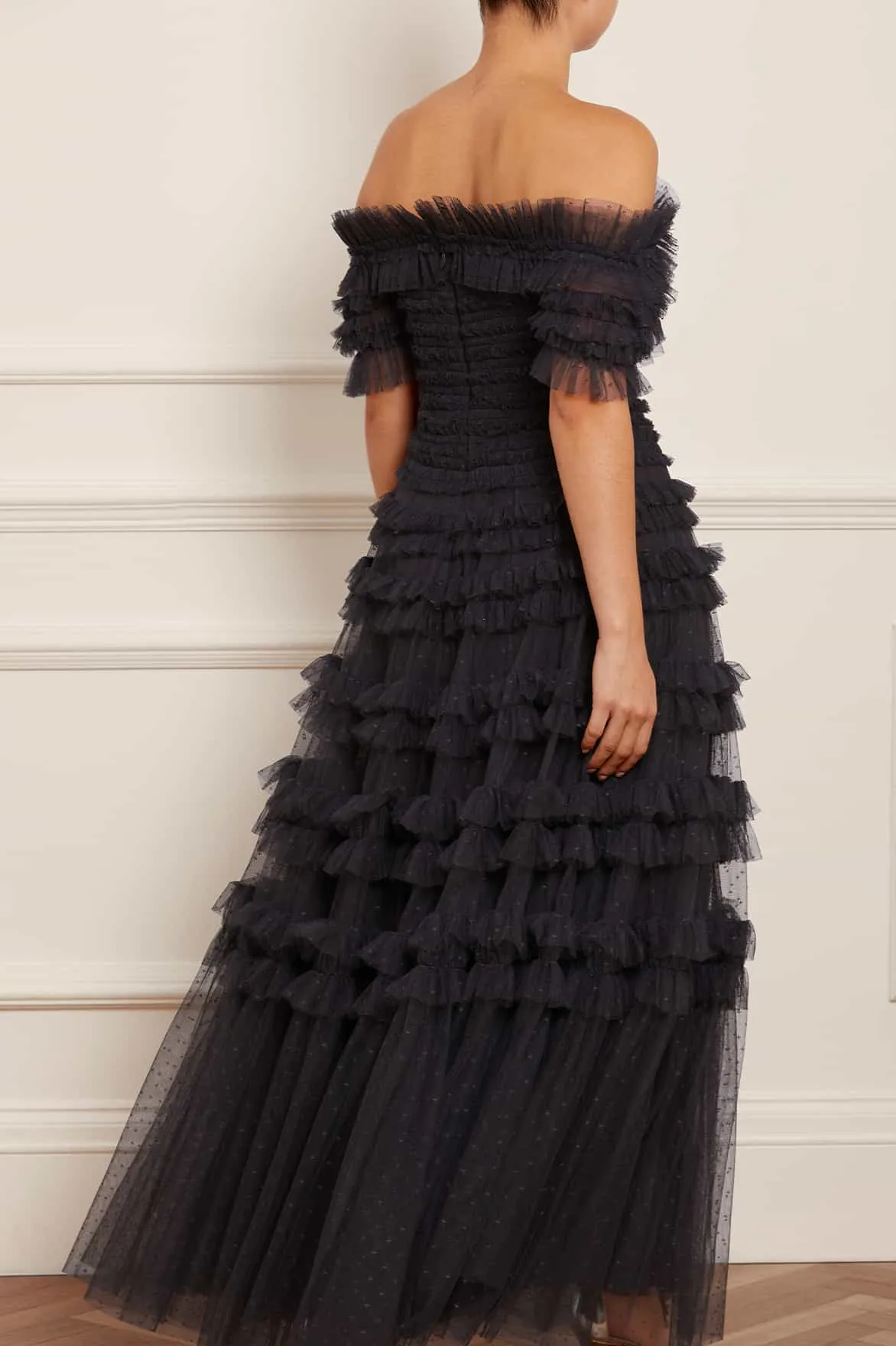 Lisette Ruffle Off Shoulder Gown