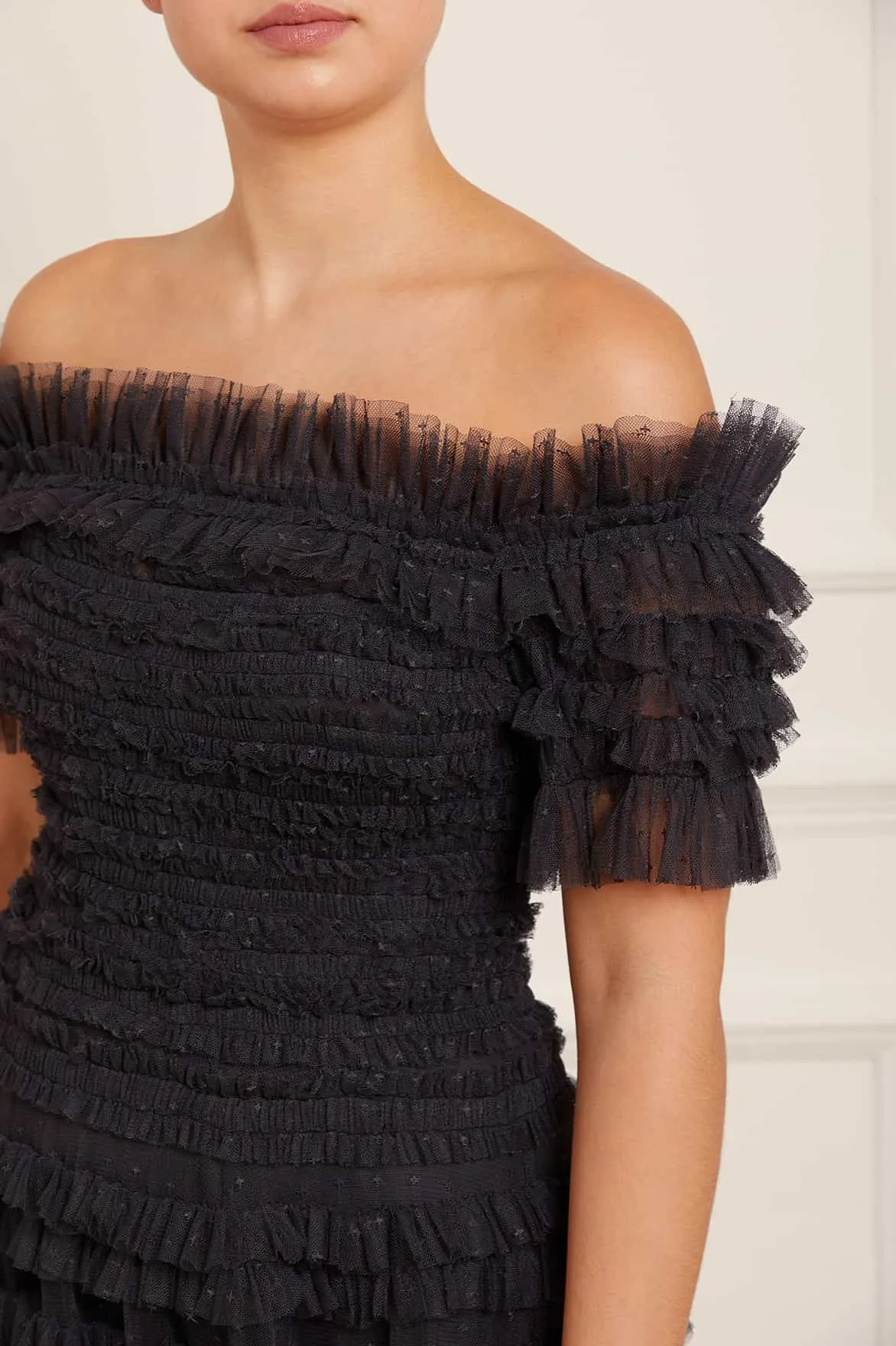 Lisette Ruffle Off Shoulder Gown