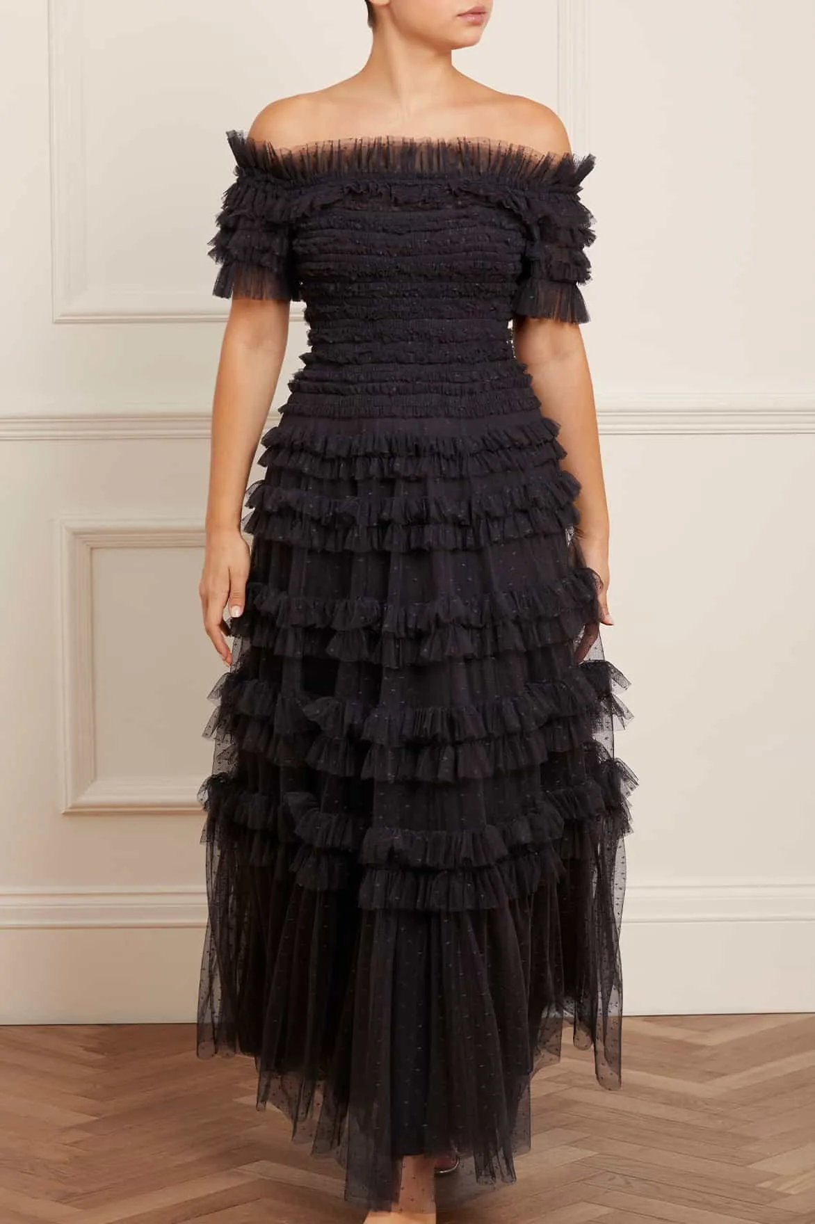 Lisette Ruffle Off Shoulder Gown