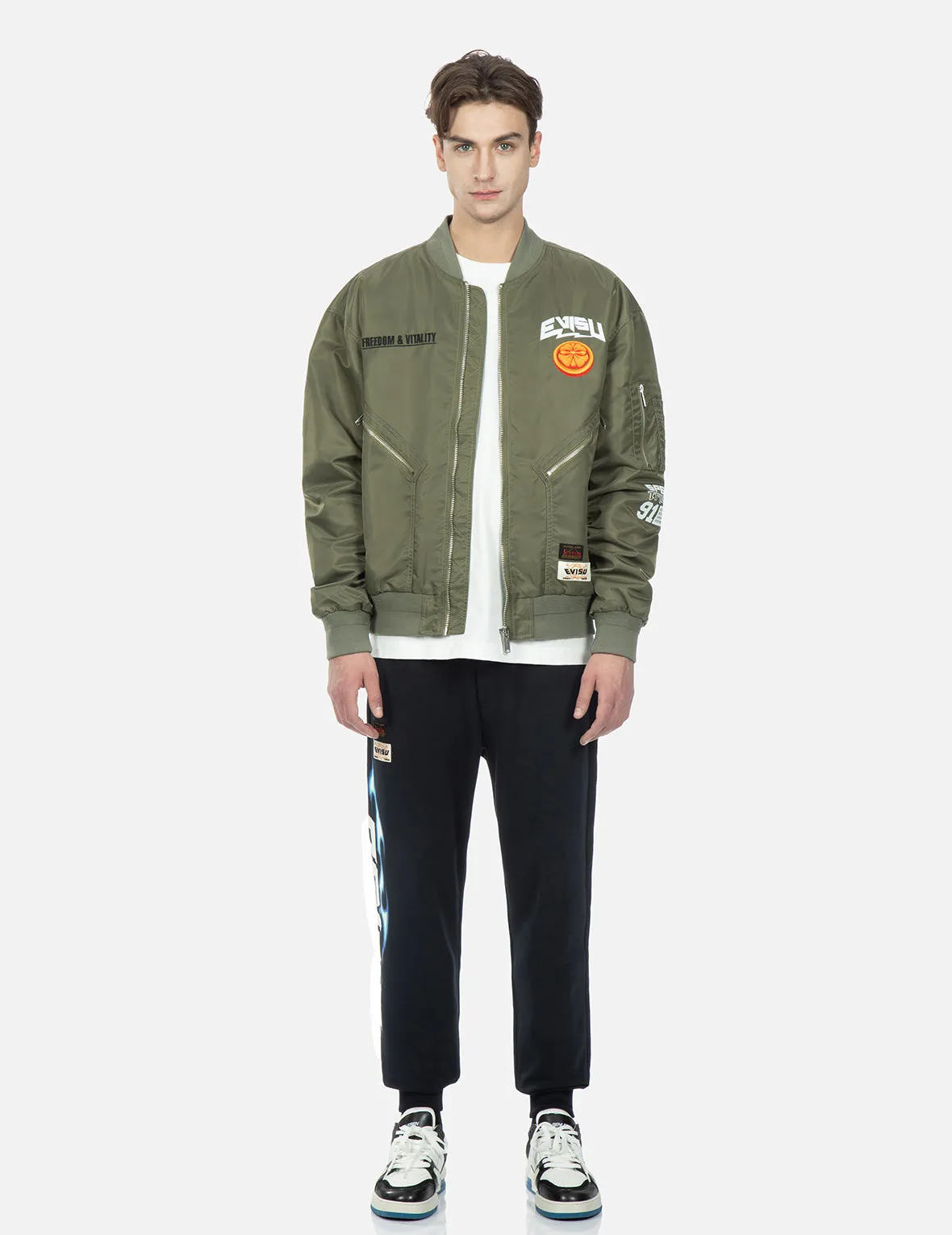 Logo and Kamon Embroidered MA-1 Bomber Jacket