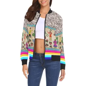 Love Stories All Over Print Bomber Jacket for Women