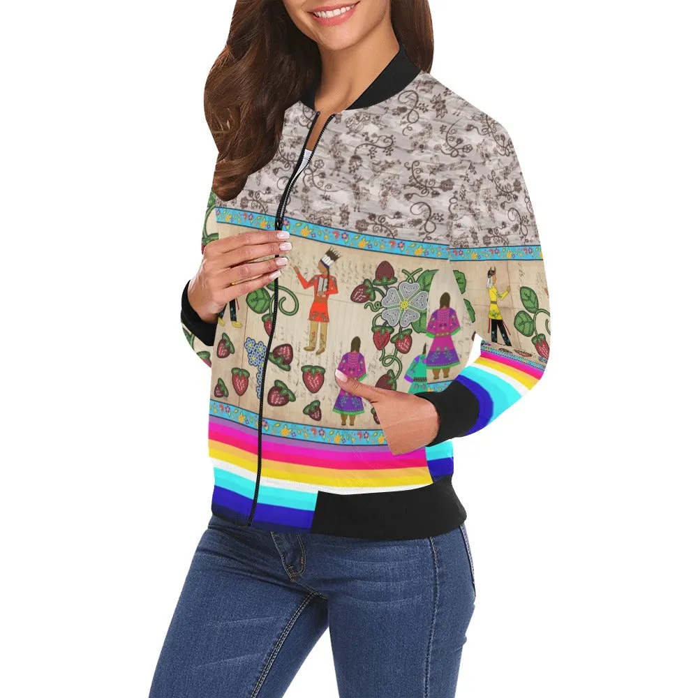 Love Stories All Over Print Bomber Jacket for Women