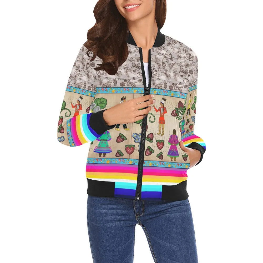 Love Stories All Over Print Bomber Jacket for Women