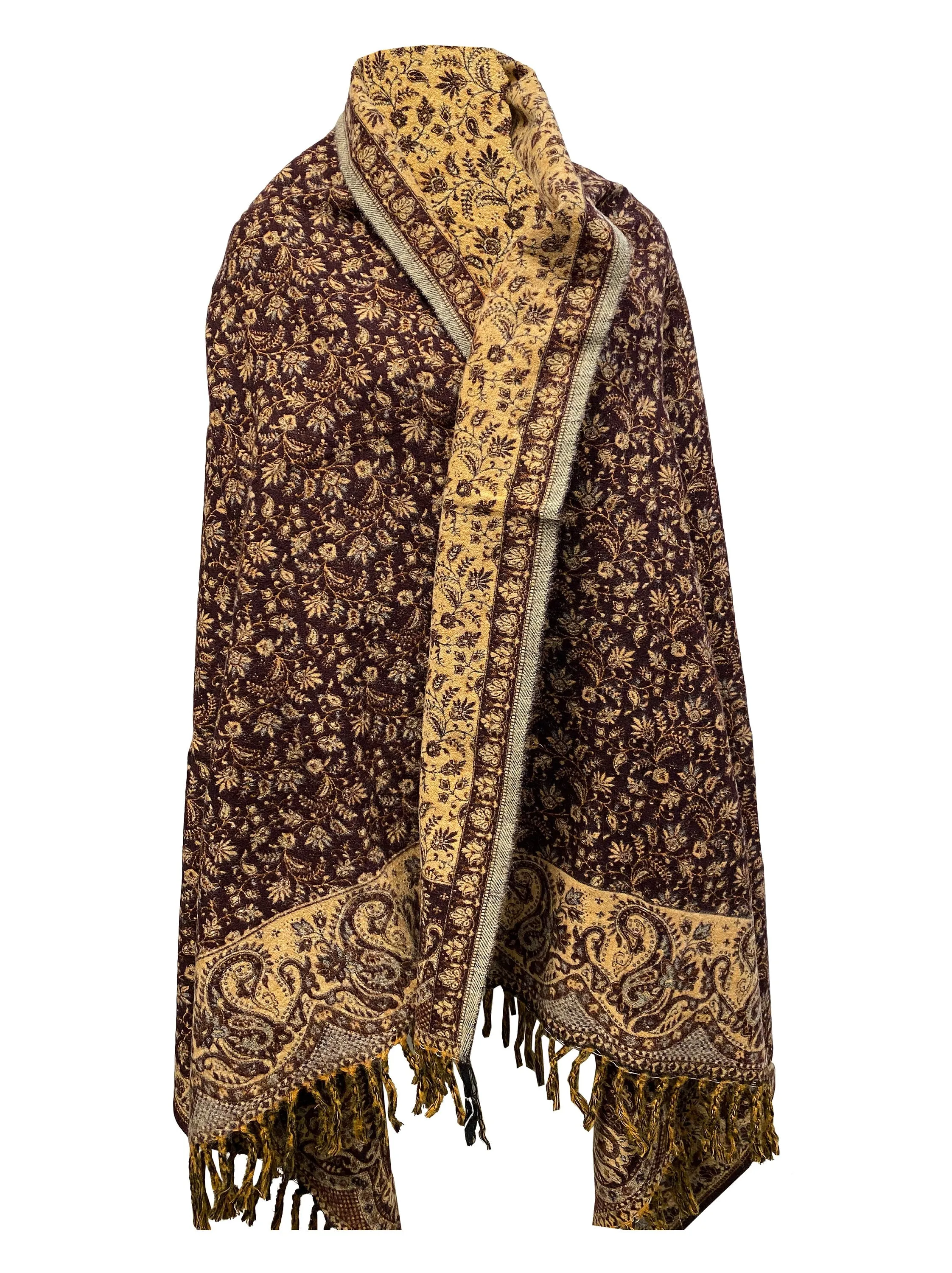 LUXURY HANDMADE BLACK brown floral Scarf Yak Wool comfortable scarf Shawl Blanket stole unisexTravel Wrap Meditation Soft Shawl special Gift