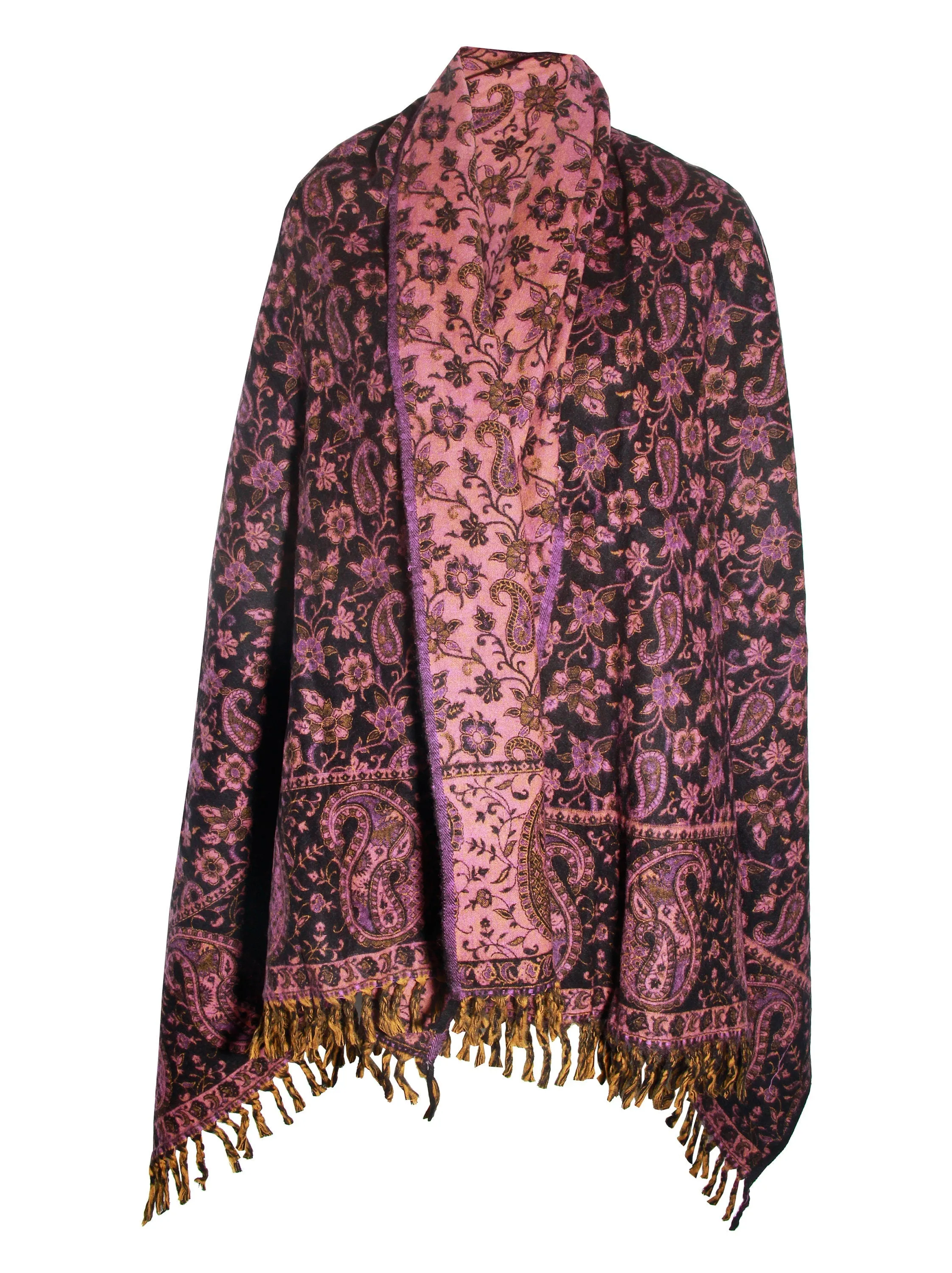 LUXURY HANDMADE BLACK pink floral Scarf Yak Wool comfortable scarf Shawl Blanket stole unisexTravel Wrap Meditation Soft Shawl special Gift