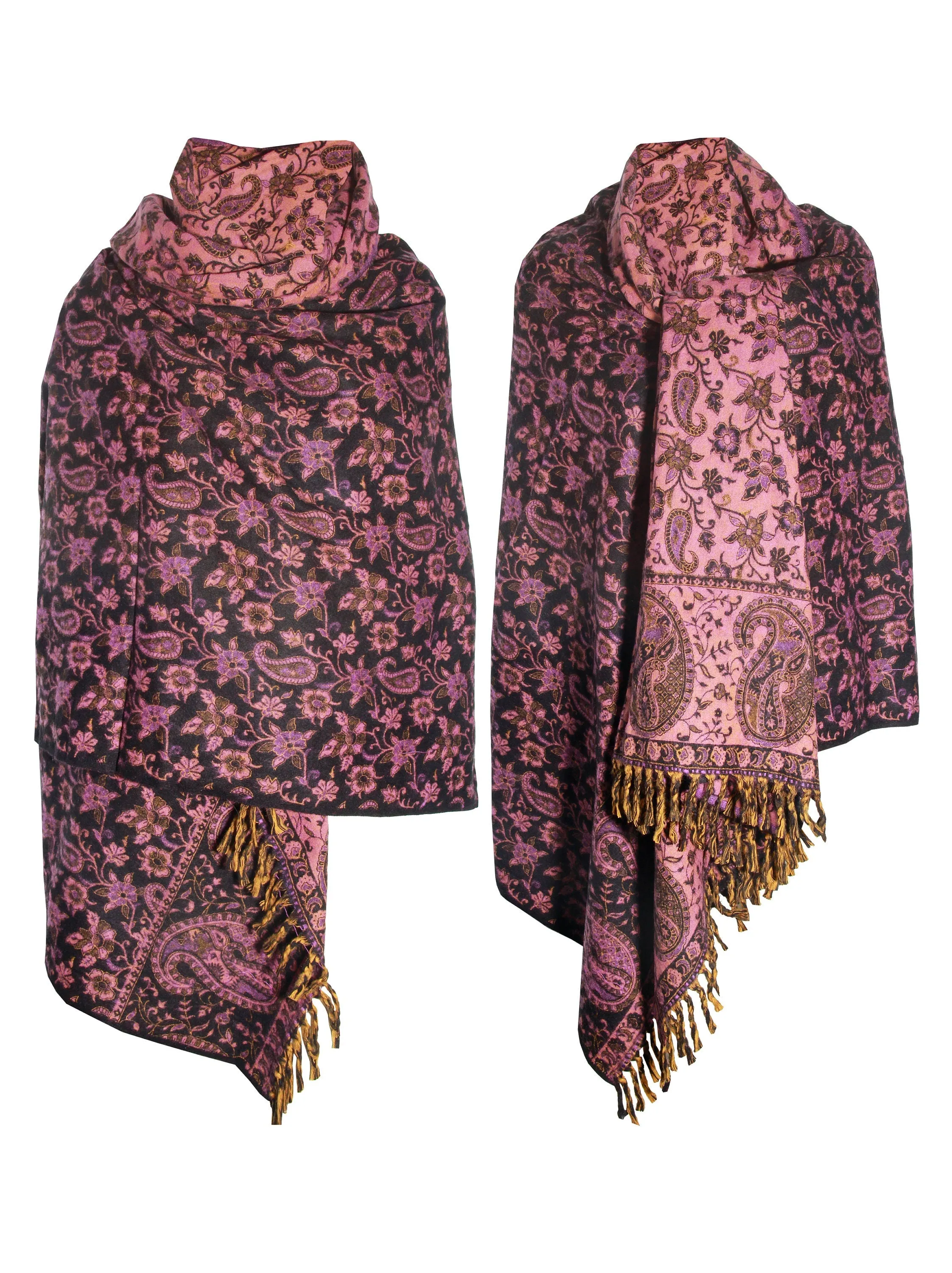 LUXURY HANDMADE BLACK pink floral Scarf Yak Wool comfortable scarf Shawl Blanket stole unisexTravel Wrap Meditation Soft Shawl special Gift