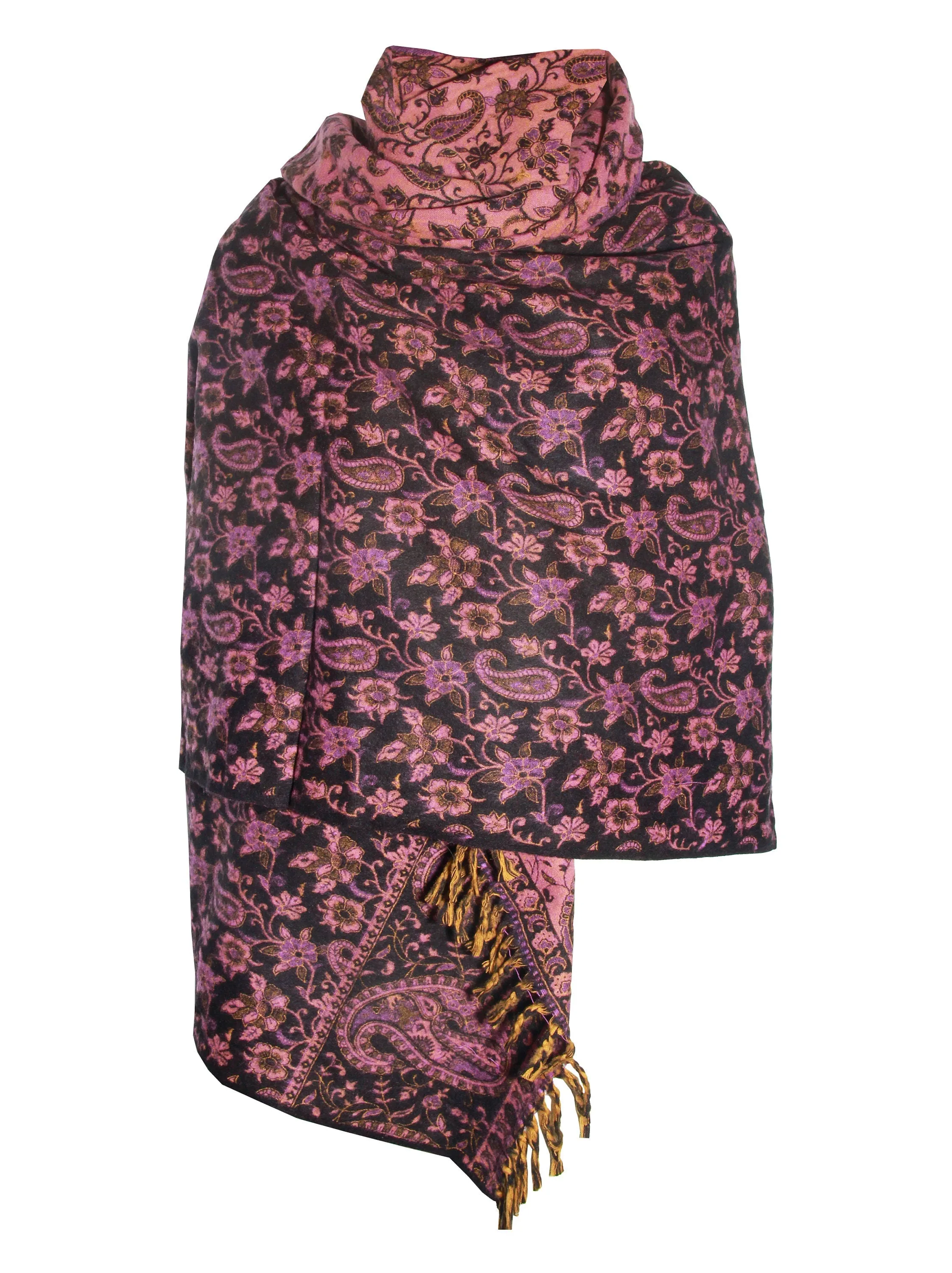 LUXURY HANDMADE BLACK pink floral Scarf Yak Wool comfortable scarf Shawl Blanket stole unisexTravel Wrap Meditation Soft Shawl special Gift