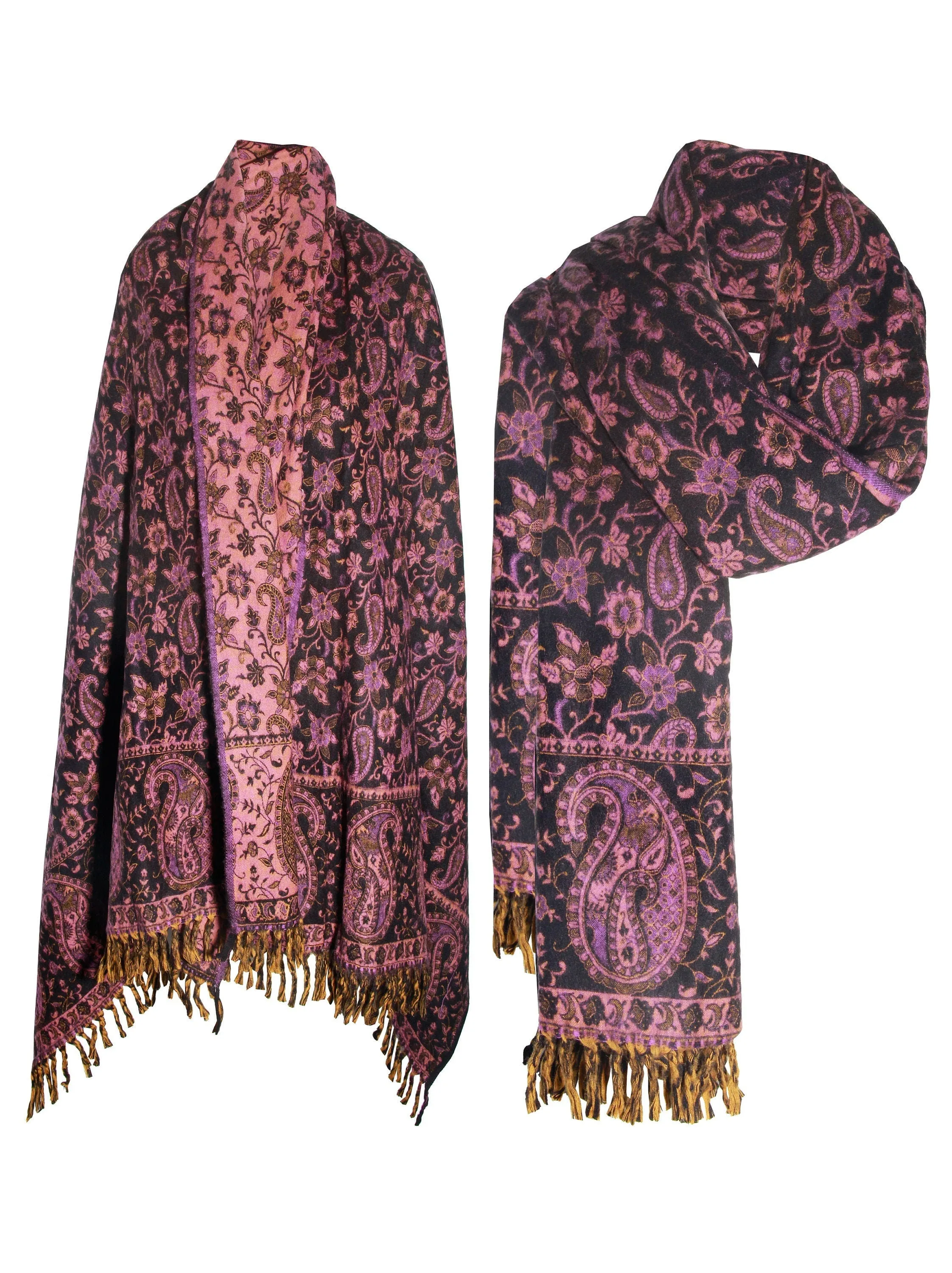 LUXURY HANDMADE BLACK pink floral Scarf Yak Wool comfortable scarf Shawl Blanket stole unisexTravel Wrap Meditation Soft Shawl special Gift