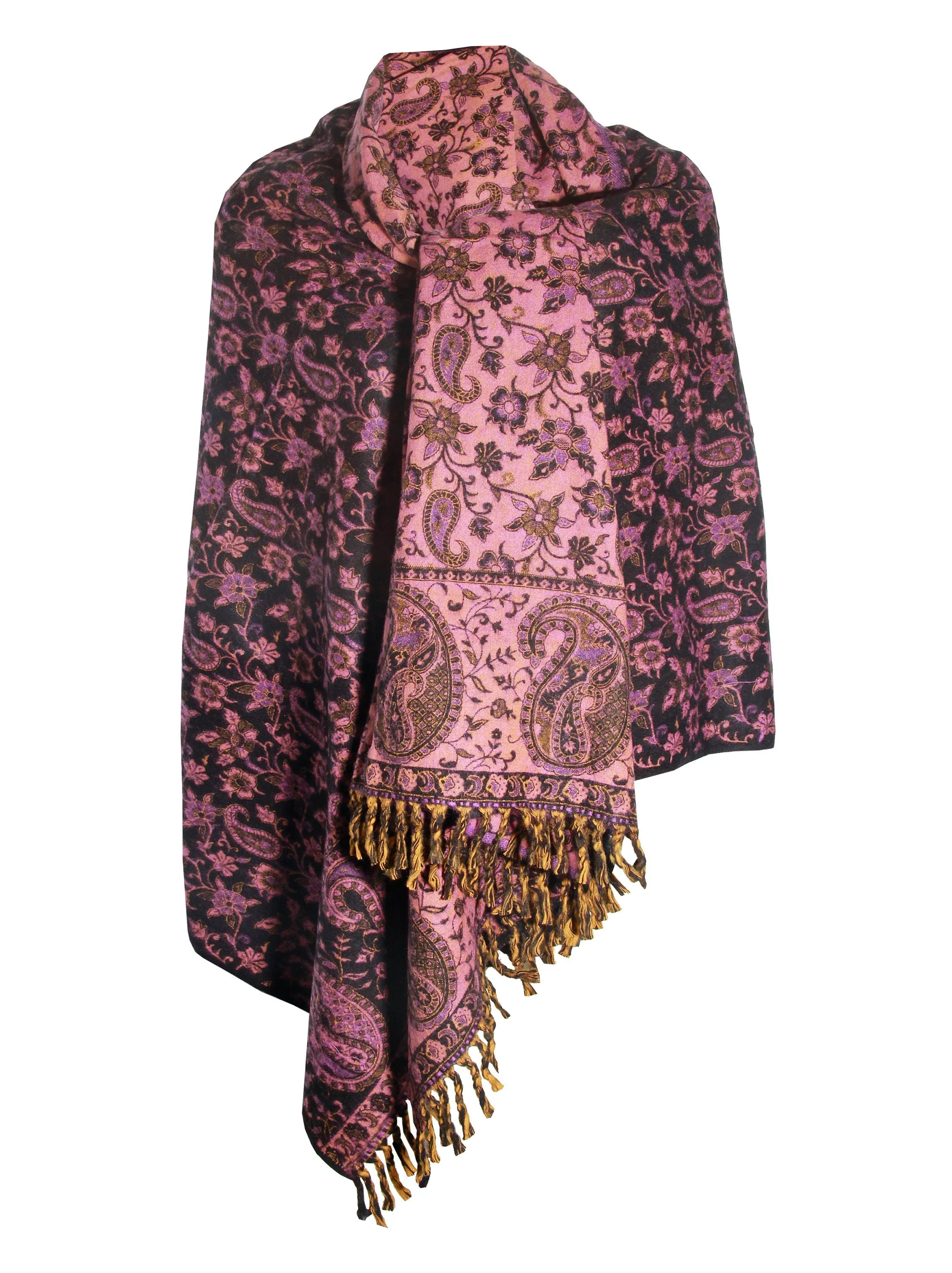 LUXURY HANDMADE BLACK pink floral Scarf Yak Wool comfortable scarf Shawl Blanket stole unisexTravel Wrap Meditation Soft Shawl special Gift