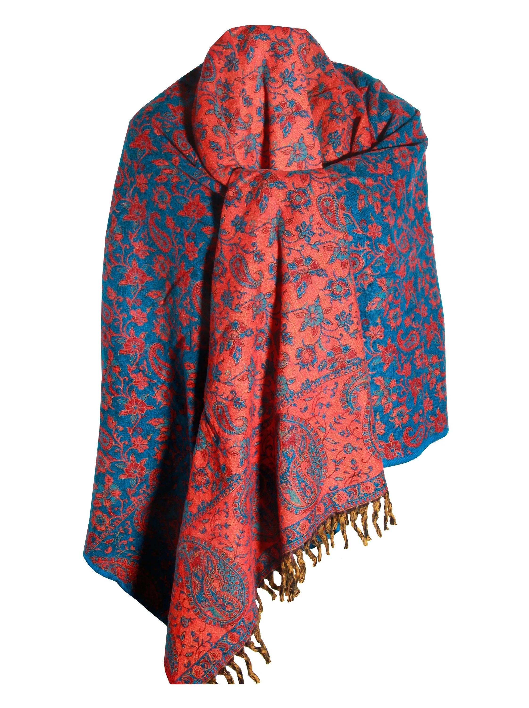 LUXURY HANDMADE BLUE big floral Scarf Yak Wool comfortable scarf Shawl Blanket stole unisexTravel Wrap Meditation Soft Shawl special Gift