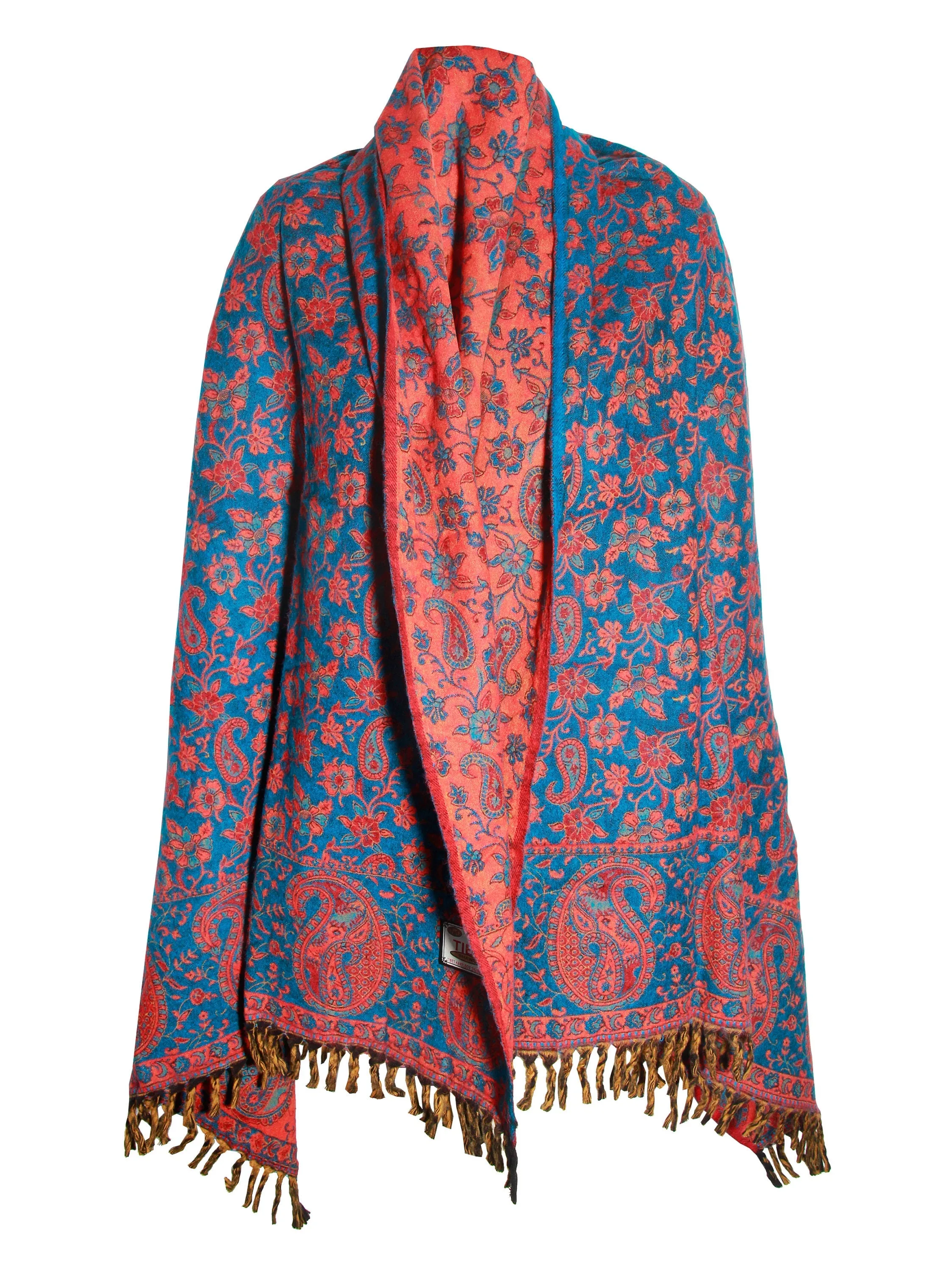 LUXURY HANDMADE BLUE big floral Scarf Yak Wool comfortable scarf Shawl Blanket stole unisexTravel Wrap Meditation Soft Shawl special Gift