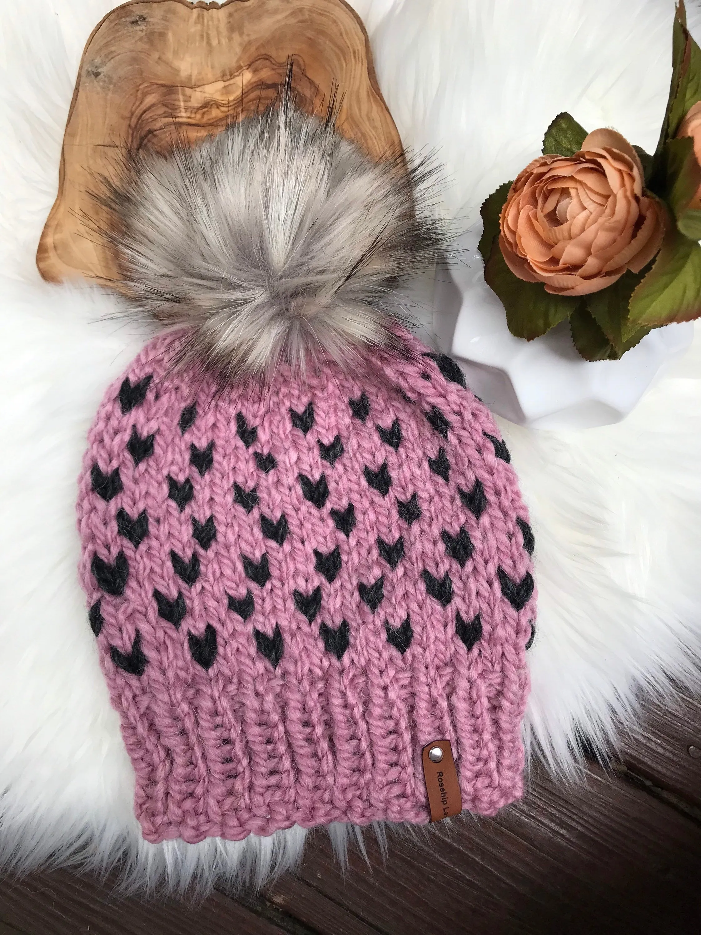 Luxury knit hat pattern, luxurious knit beanie pattern, Alpaca knit hat pattern, Alpaca beanie hat, Rosebud knit hat, women’s luxury hat