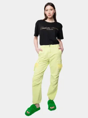 MADRID-Green Cargo Pants Feathers Green Marabou Green