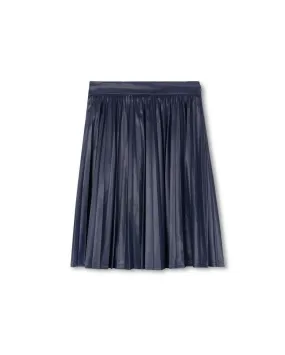 Mallory and Merlot Navy Brice Leather Pleated Skirt