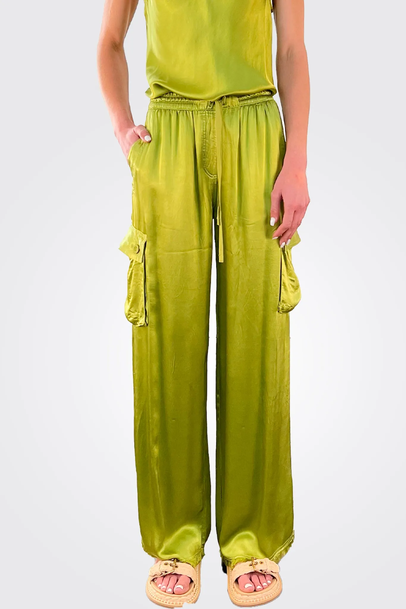 Mason Cargo Vintage Satin Pant - Lime