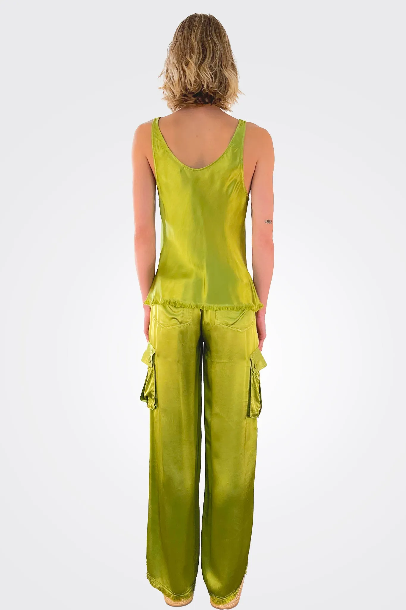 Mason Cargo Vintage Satin Pant - Lime