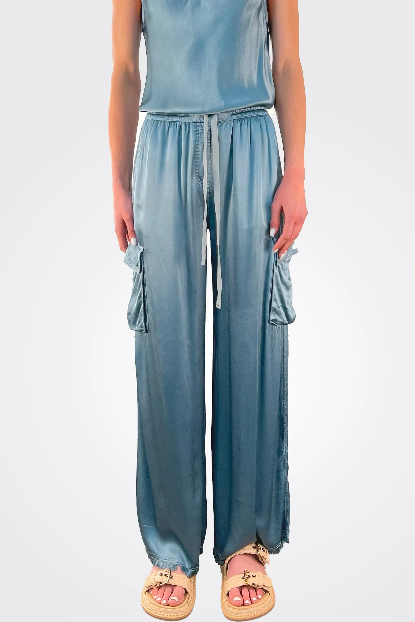 Mason Cargo Vintage Satin Pant - Sea