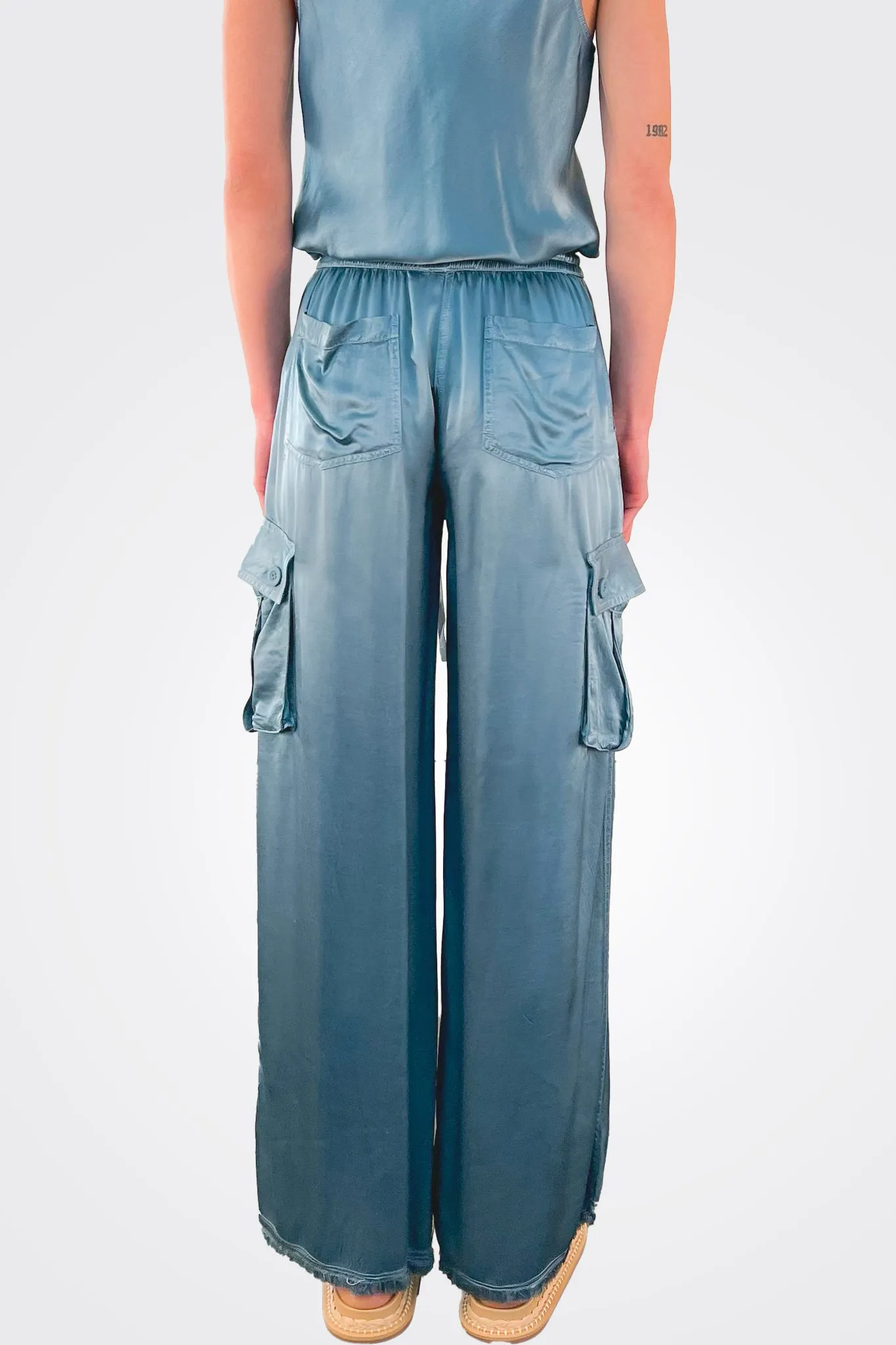 Mason Cargo Vintage Satin Pant - Sea