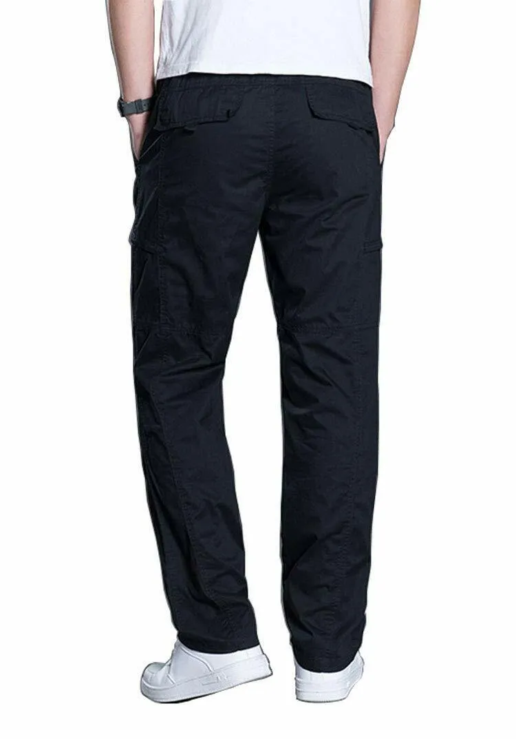 Men's Full Elastic Waist Loose Fit Pants Workwear Pull On Cargo Pants