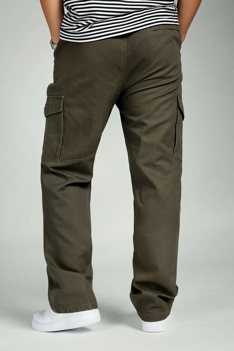 Men's Full Elastic Waist Loose Fit Workwear Pull On Cargo Pants