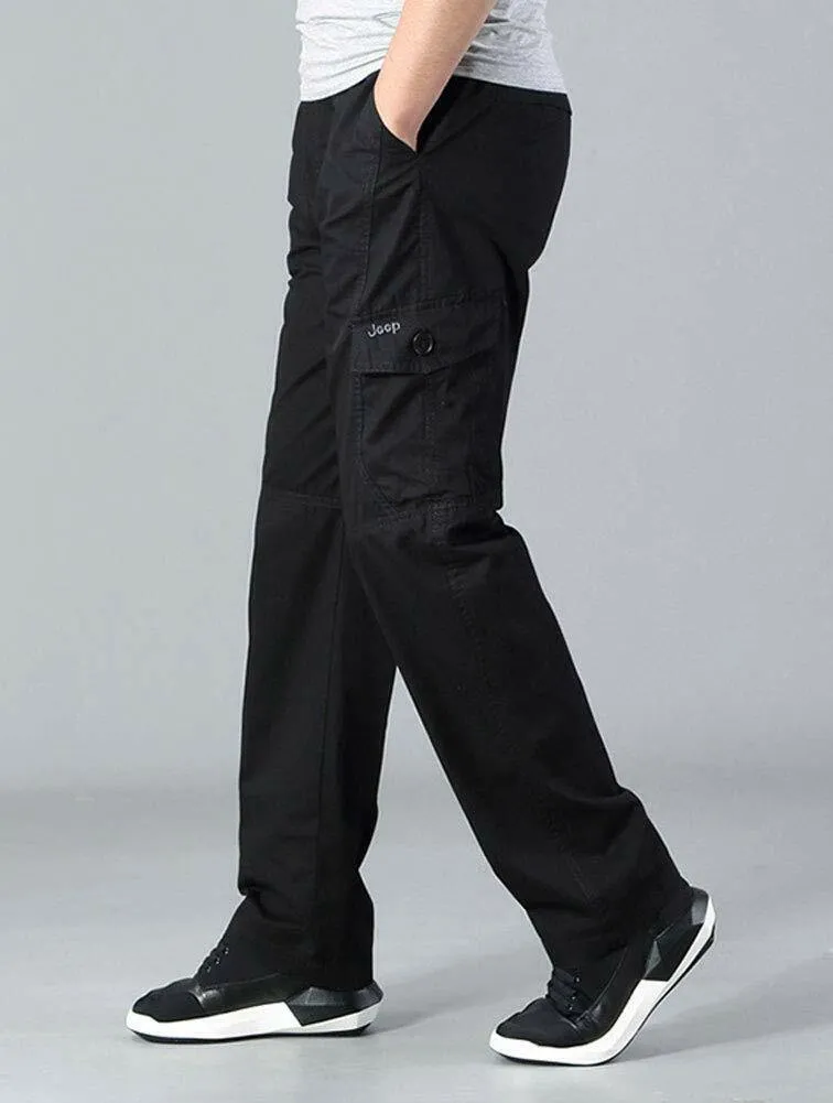 Men's Full Elastic Waist Loose Fit Workwear Pull On Cargo Pants