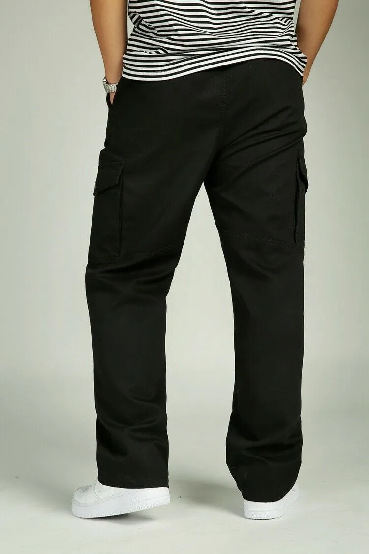 Men's Full Elastic Waist Loose Fit Workwear Pull On Cargo Pants