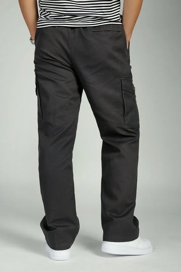 Men's Full Elastic Waist Loose Fit Workwear Pull On Cargo Pants