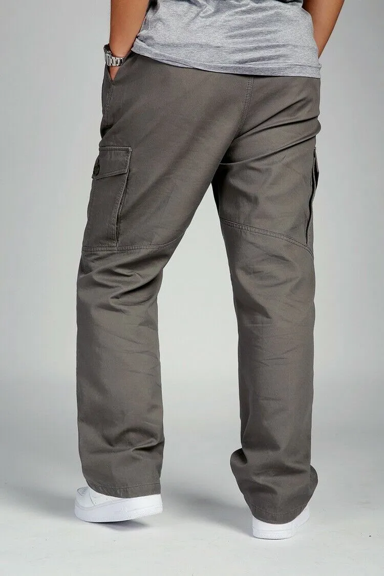 Men's Full Elastic Waist Loose Fit Workwear Pull On Cargo Pants