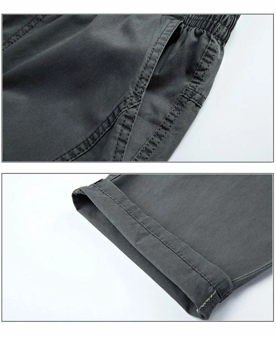 Men's Full Elastic Waist Loose Fit Workwear Pull On Cargo Pants