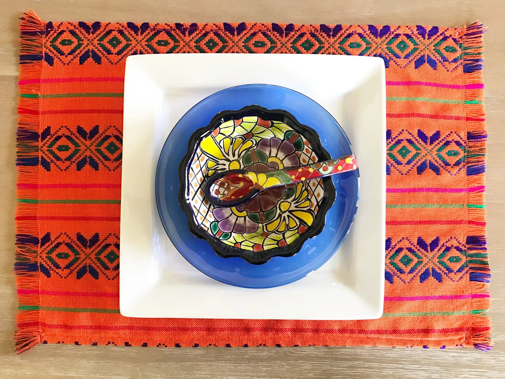 Mexican placemats set of 6 -assorted colors