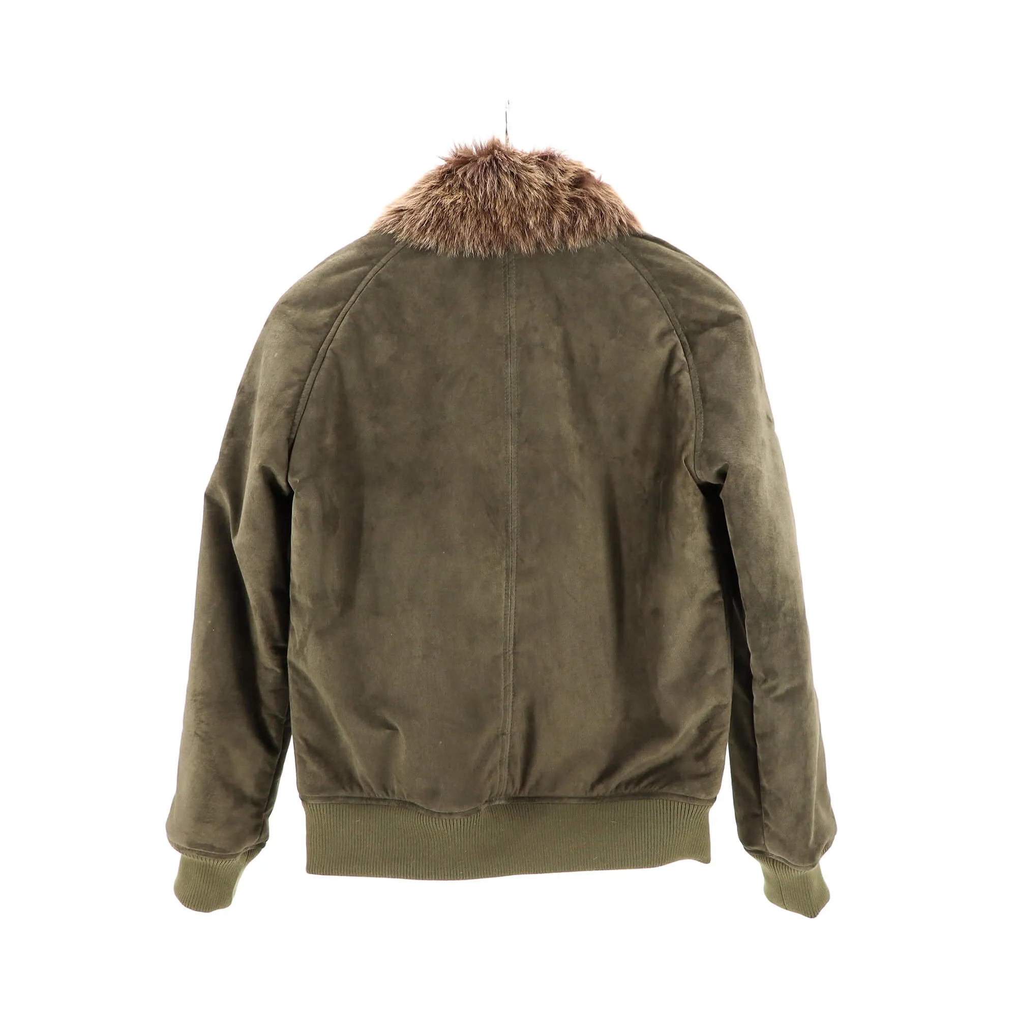 Military Green - Suede Bomber Jacket