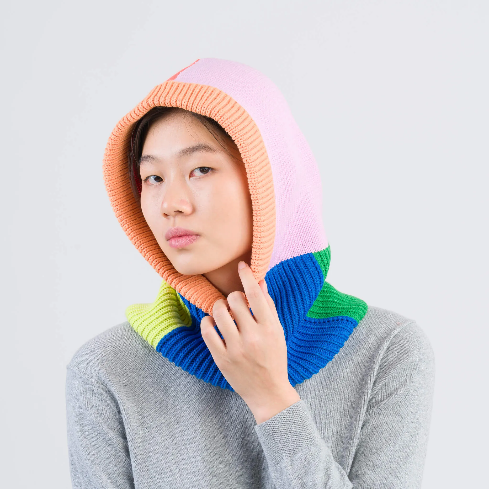 Mismatch Knit Hood