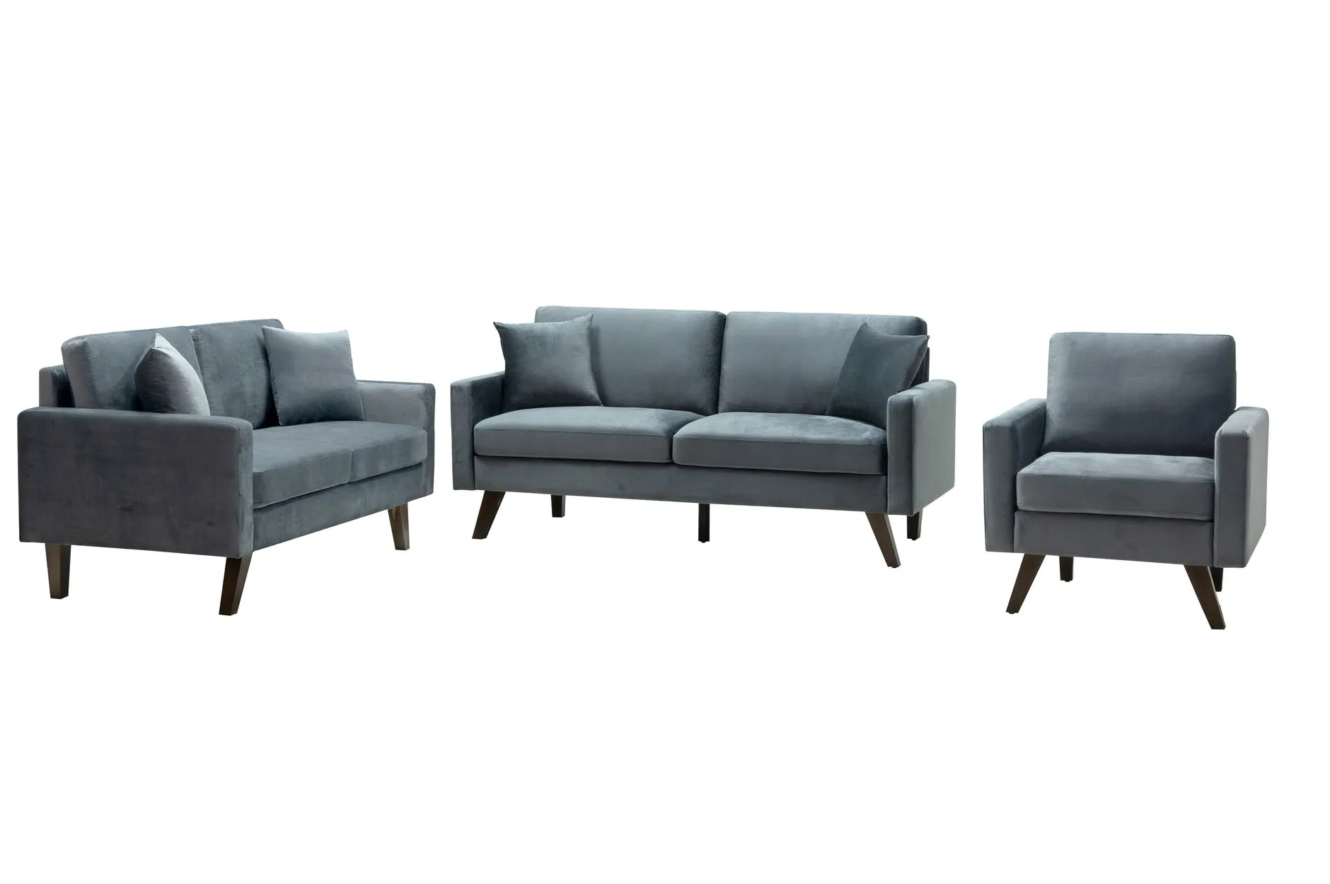 Modern Style Grey Velvet Love Seat