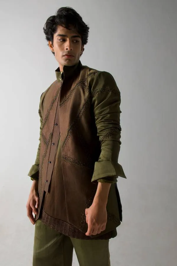 Mr. Olive in Brown Shacket Set