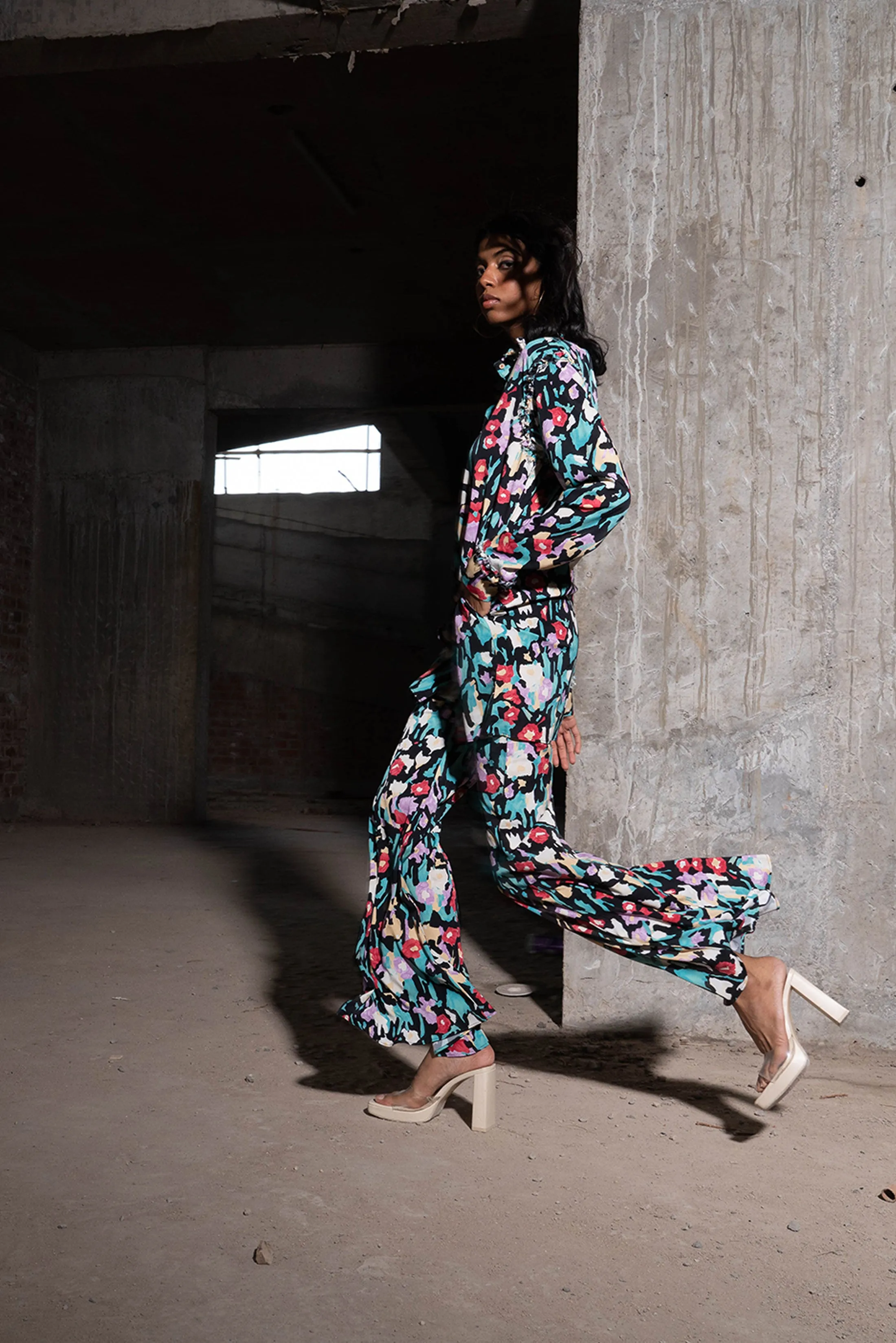 Multicolour Printed Shirt And Trouser Co Ord Set