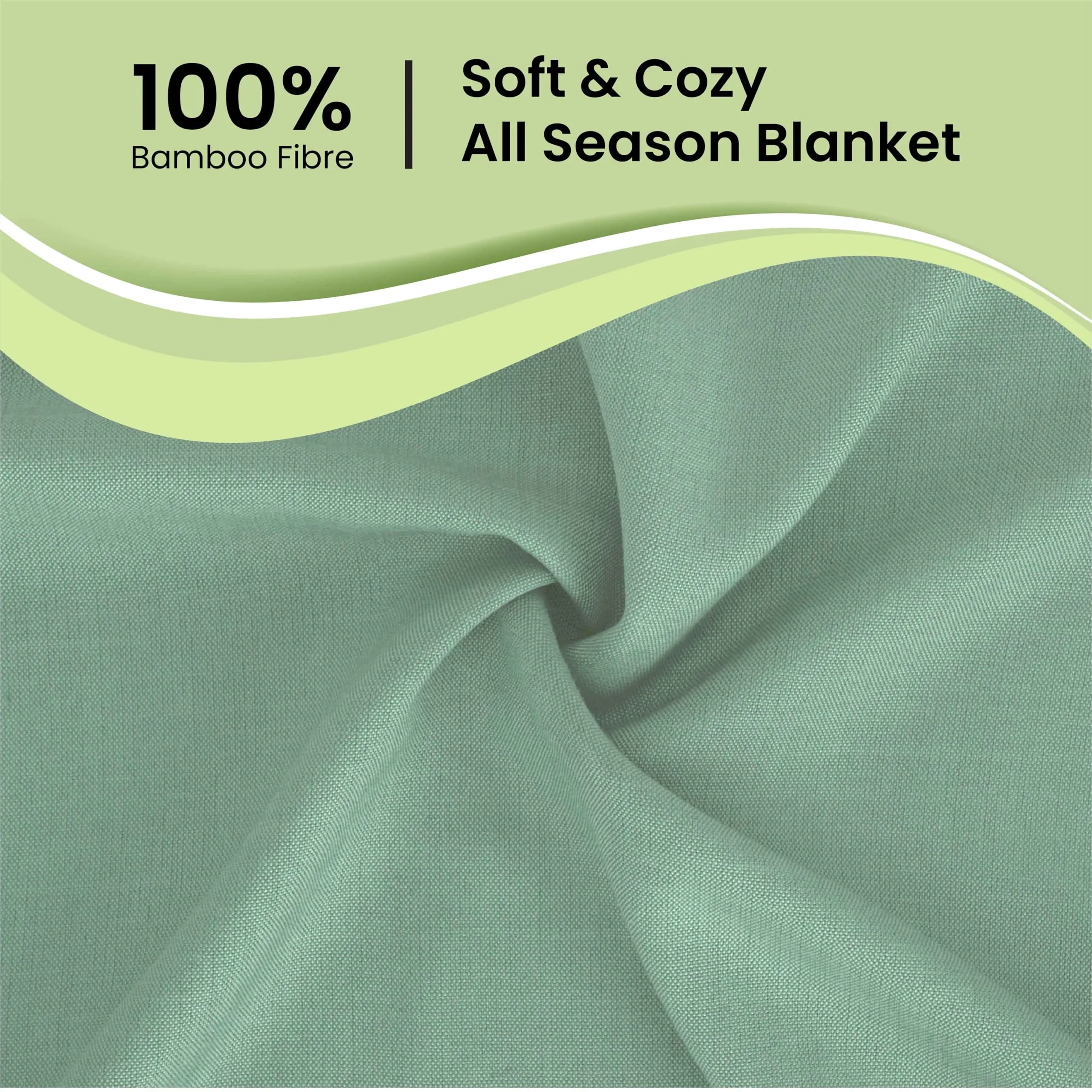 Mush 100% Bamboo Summer AC Blankets | Ultra-Soft, Light Weight & Thermoregulating Dohar 7.5 X 8 Ft (Green, Double/Large)